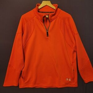 Mens Under Armour Orange Quarter Zip Pullover Athletic Performance. Size XL